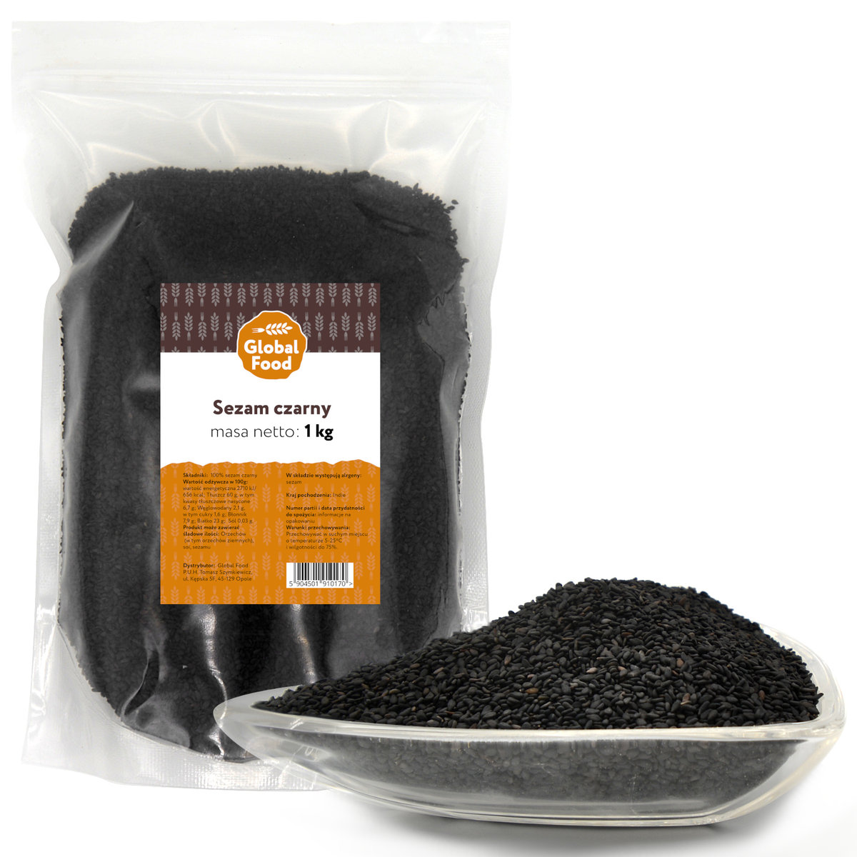 SEZAM CZARNY ZIARNO GLOBAL FOOD 1KG 1000G