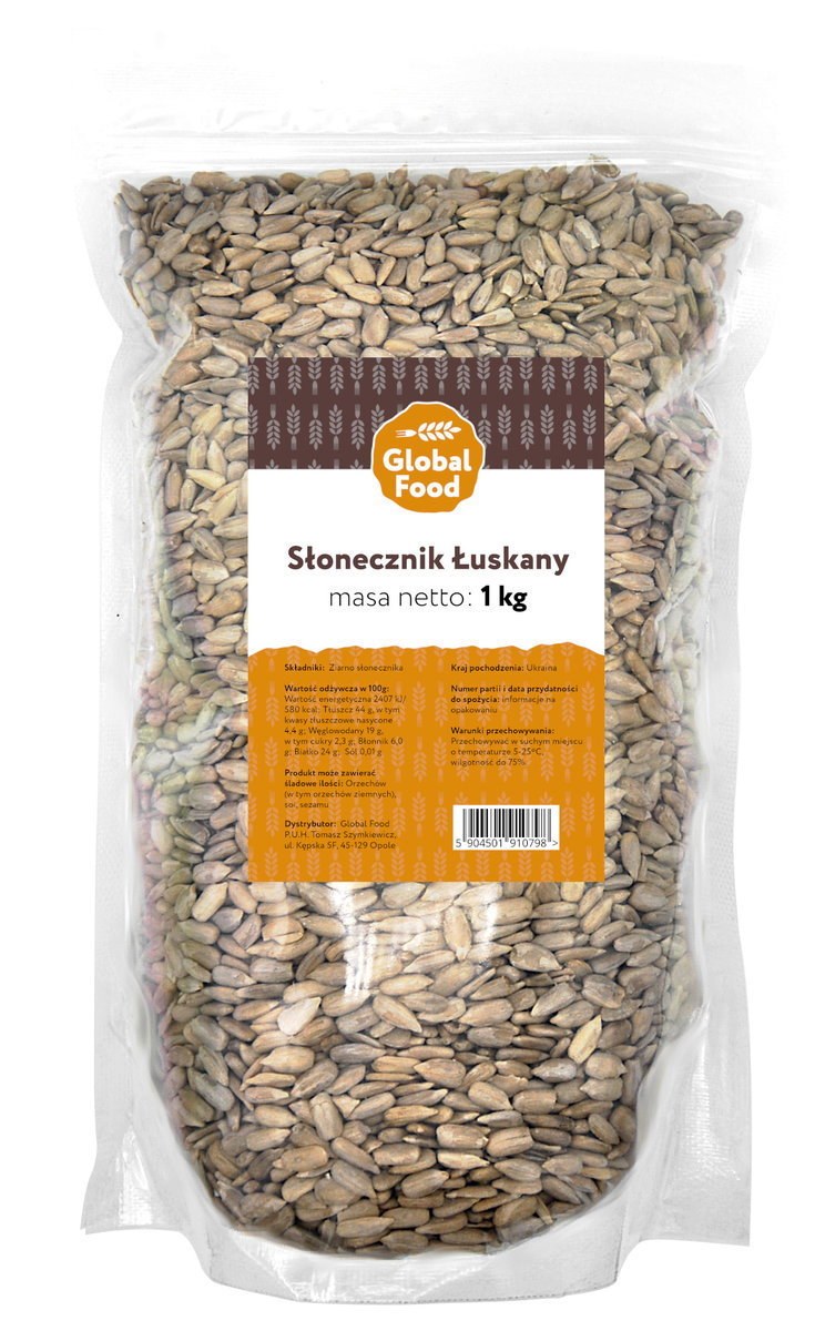 SŁONECZNIK ŁUSKANY ZIARNO GLOBAL FOOD 1kg 1000g