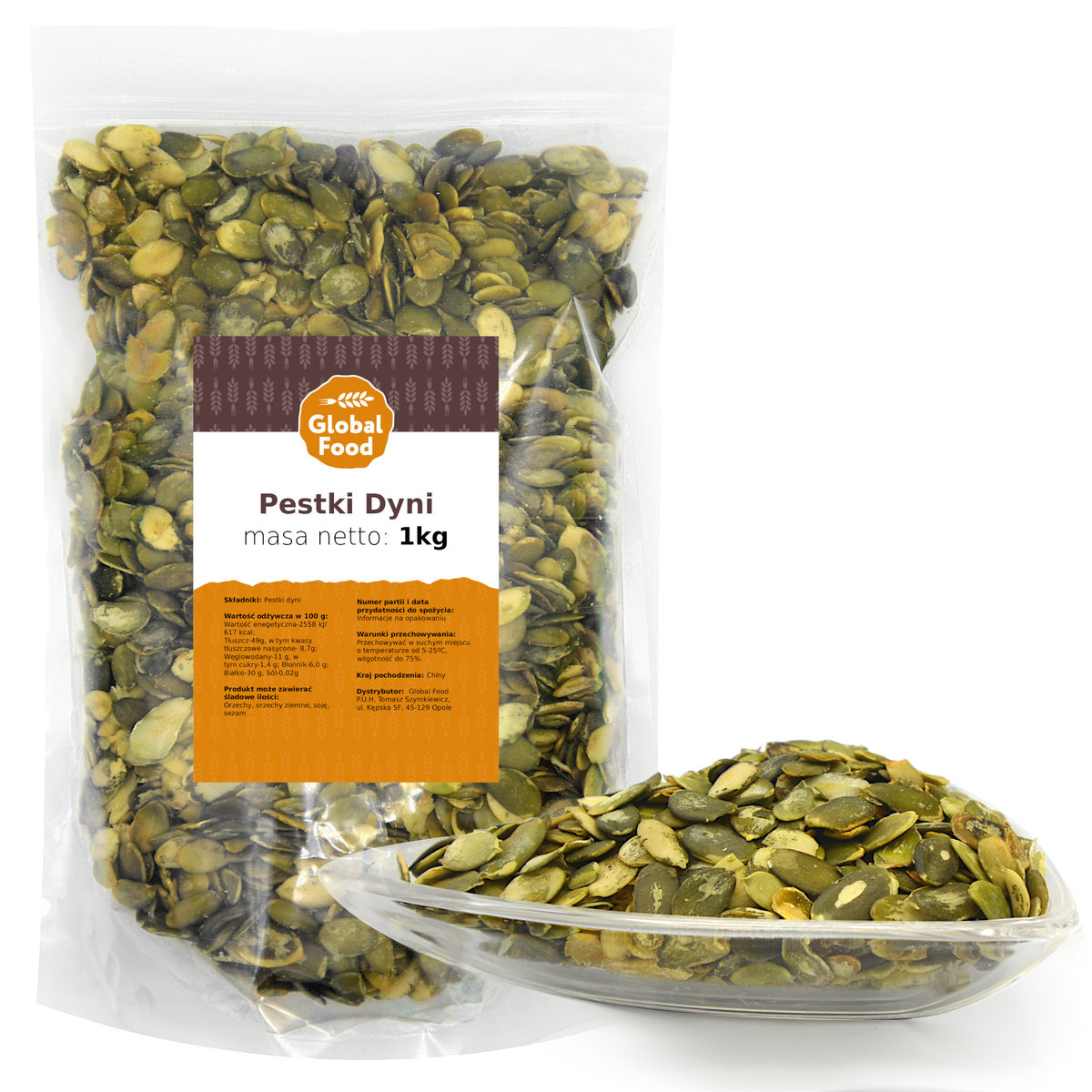 PESTKI DYNI ŁUSKANE ŁUSZCZONE GLOBAL FOOD 1kg 1000g