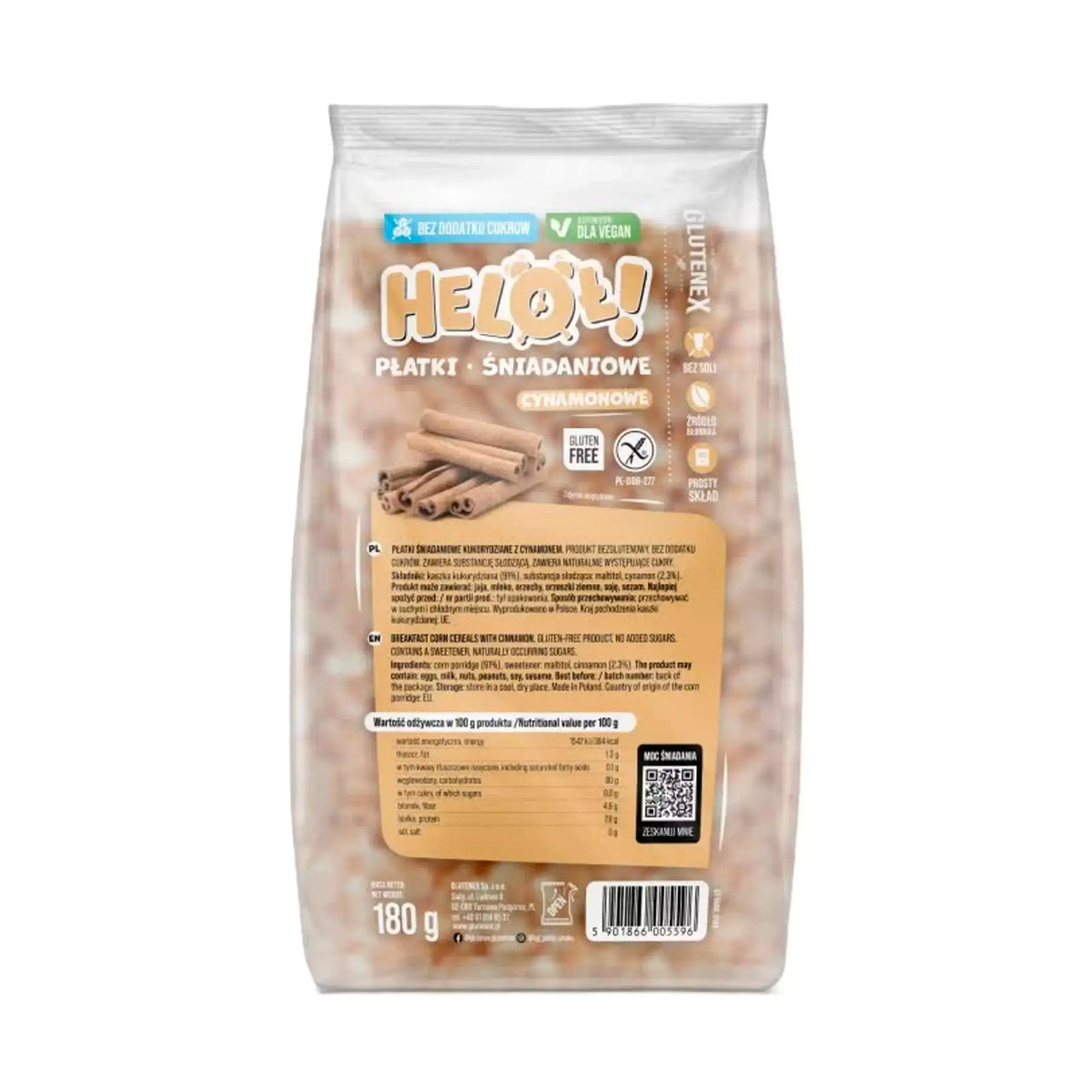 Płatki śniadaniowe cynamonowe Heloł 180g Glutenex