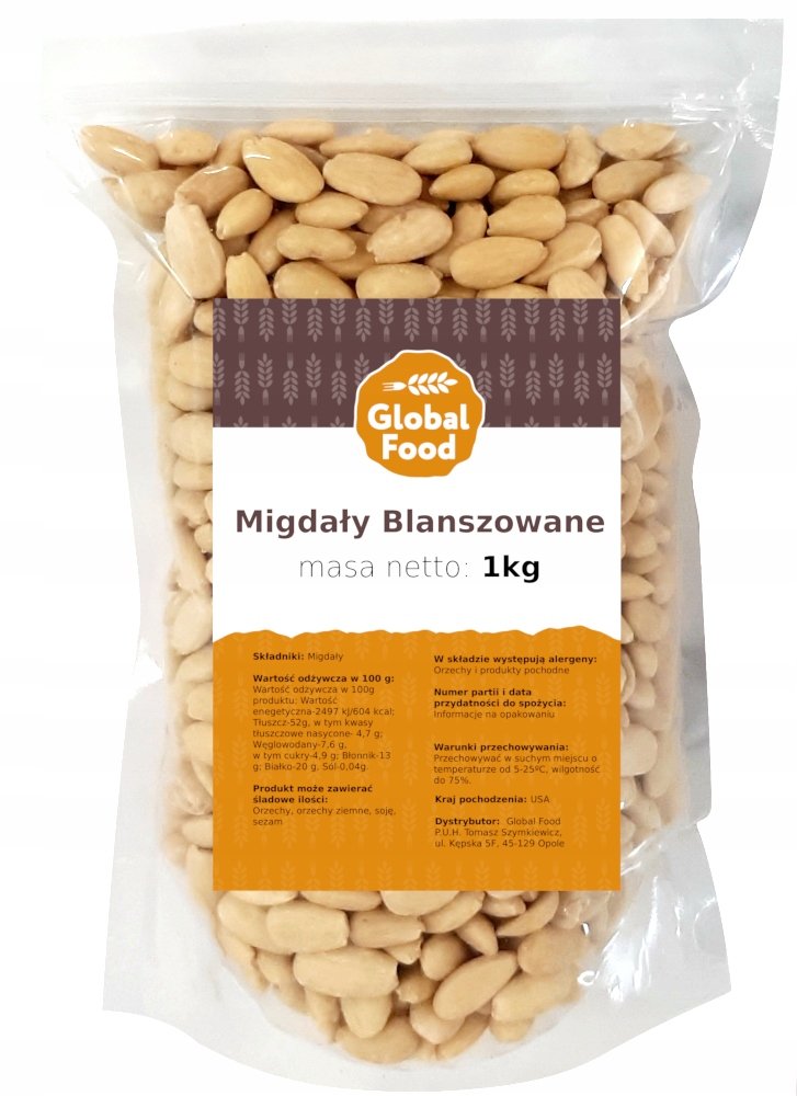 MIGDAŁY BLANSZOWANE GLOBAL FOOD 1kg 1000g