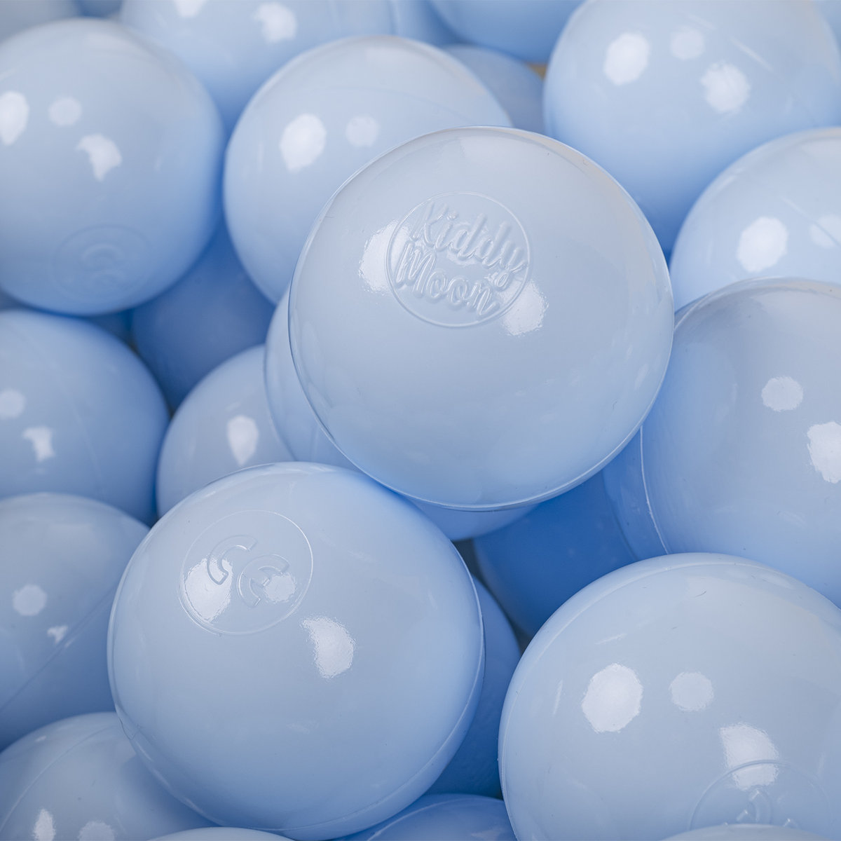 KiddyMoon Plastikowe piłeczki 7cm pastelowy niebieski 50 Zabawka zestaw kulek