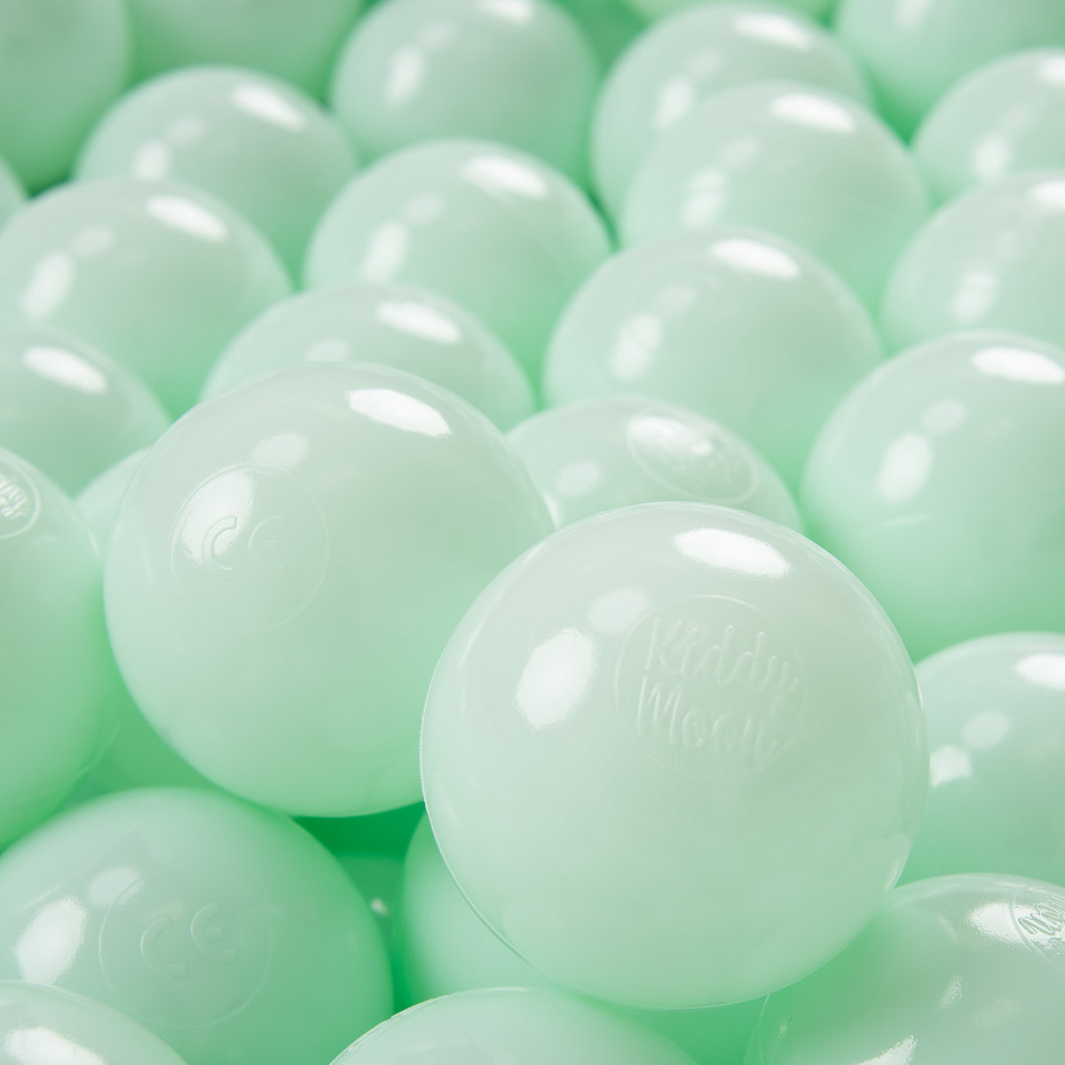 KiddyMoon Plastikowe piłeczki 7cm mięta 50 Zabawka zestaw kulek