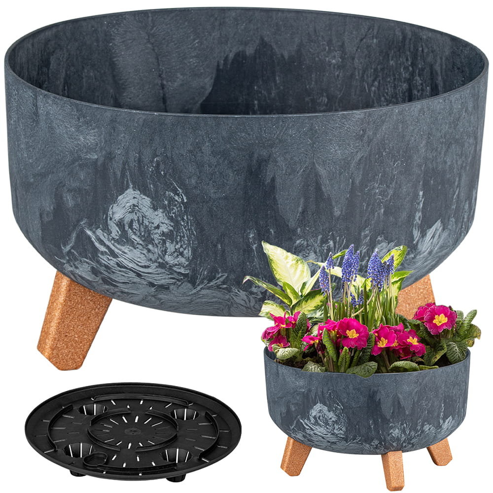 Doniczka GRACIA LOW BETON EFFECT - antracytowy DGRL300LE-S433 Prosperplast