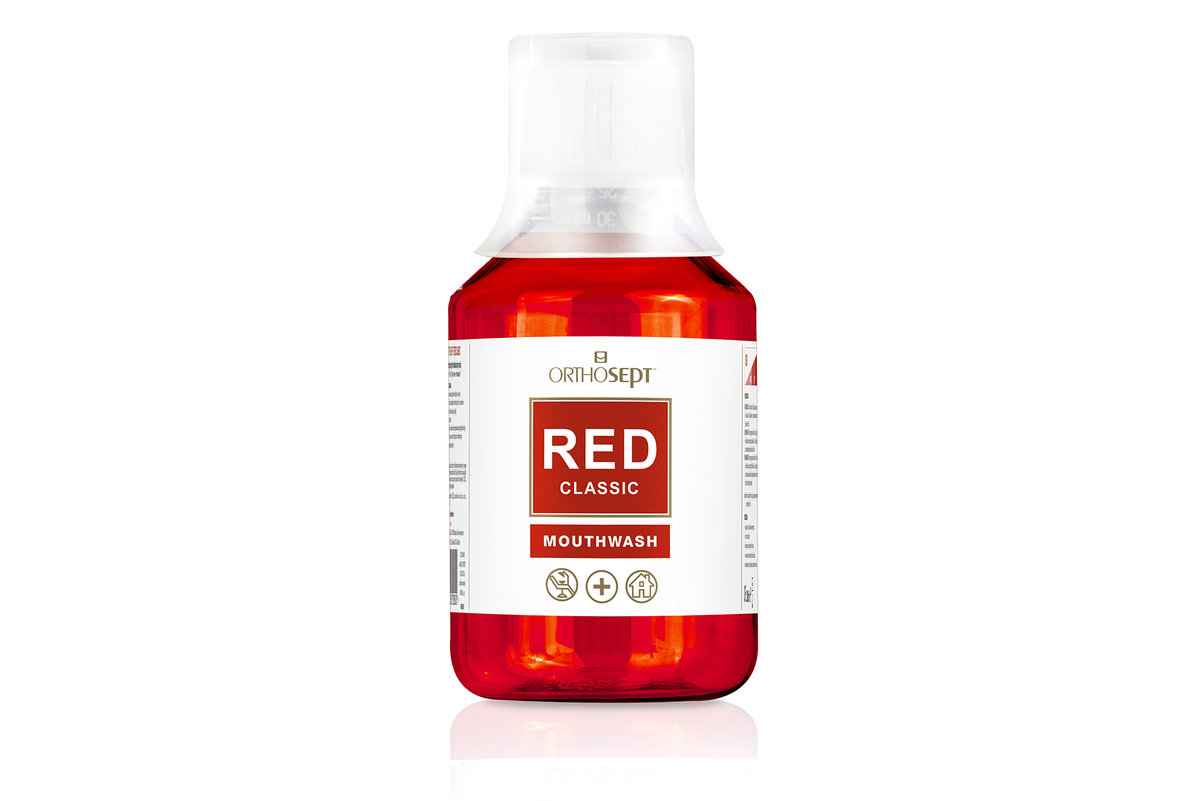 OrthoSept ORTHOSEPT RED Classic - Medyczny płyn do płukania jamy ustnej z chlorheksydyną 0,05%-0,20% - 200ml