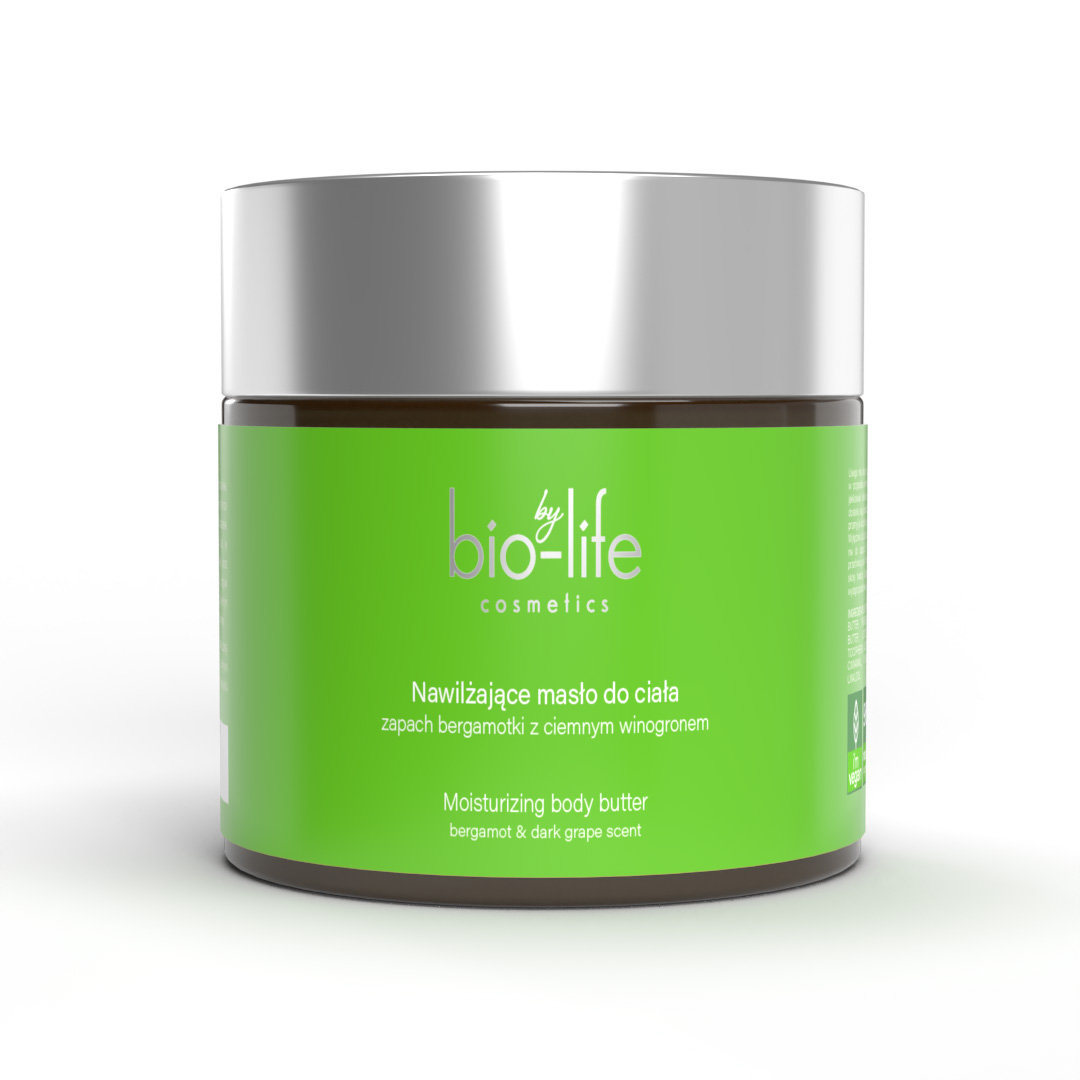 by bio-life cosmetics , Nawilżające masło do ciała zapach bergamotki z ciemnym winogronem, 150g