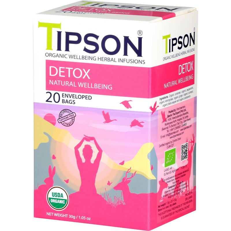 Tipson DETOX herbata ziołowa RUMIANEK BAZYLIA ASHWAGANDHA saszetki - 20 x 1,5 g