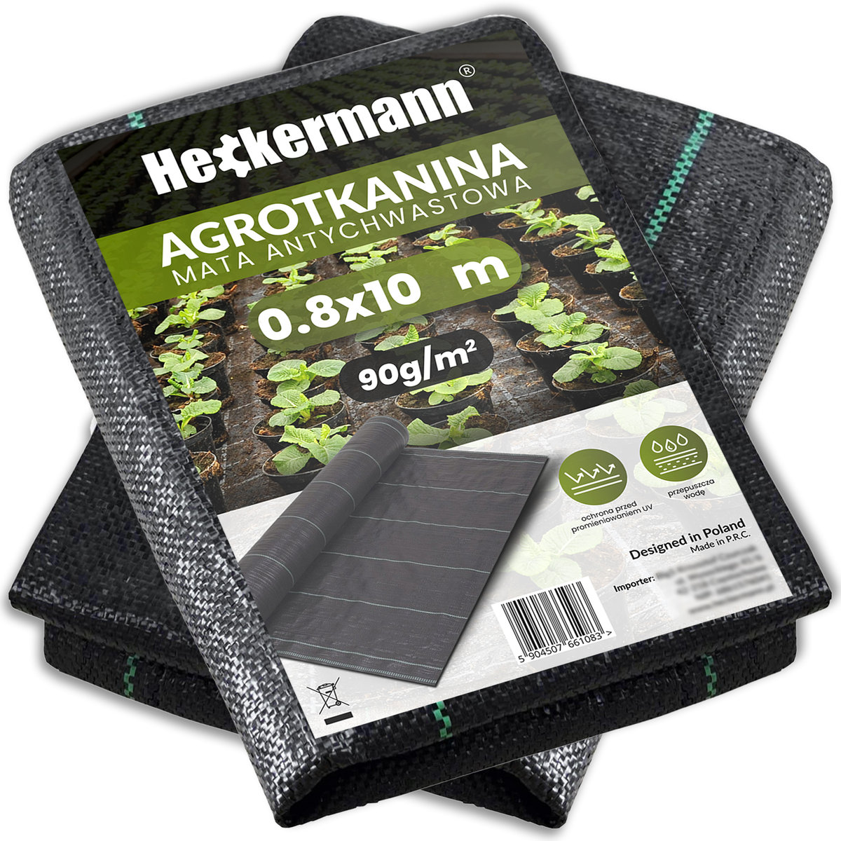 Agrotkanina Heckermann 0,8x10m 90g/m2 Czarna