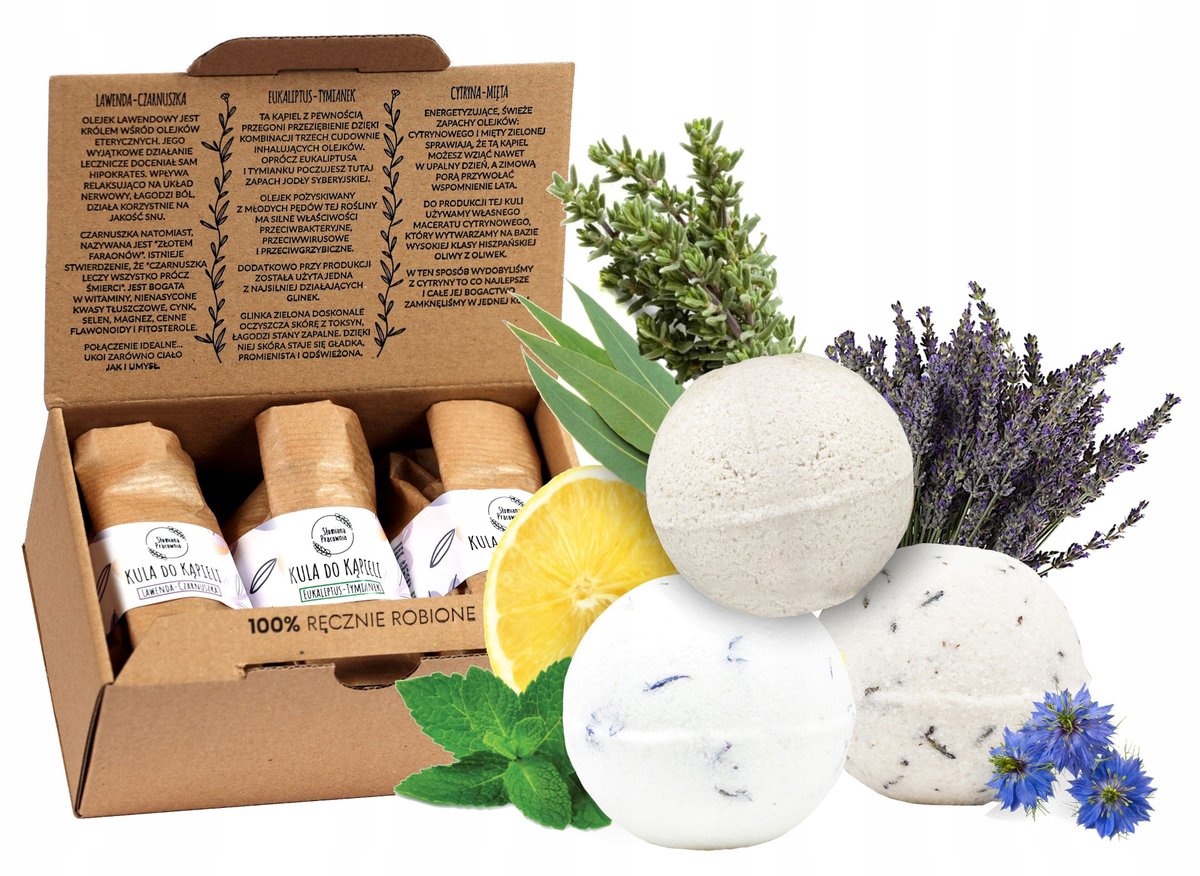 Słomiana Pracownia Box Prezentowy - 3 kule do kapieli Zestaw do kąpieli, naturalny 430180