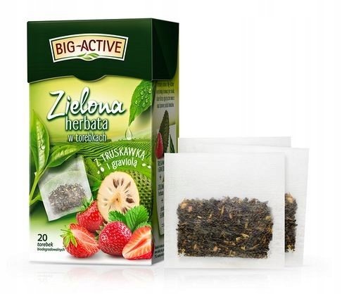 Big-Active Zielona herbata z truskawką i graviolą 30 g (20 x 1,5 g)