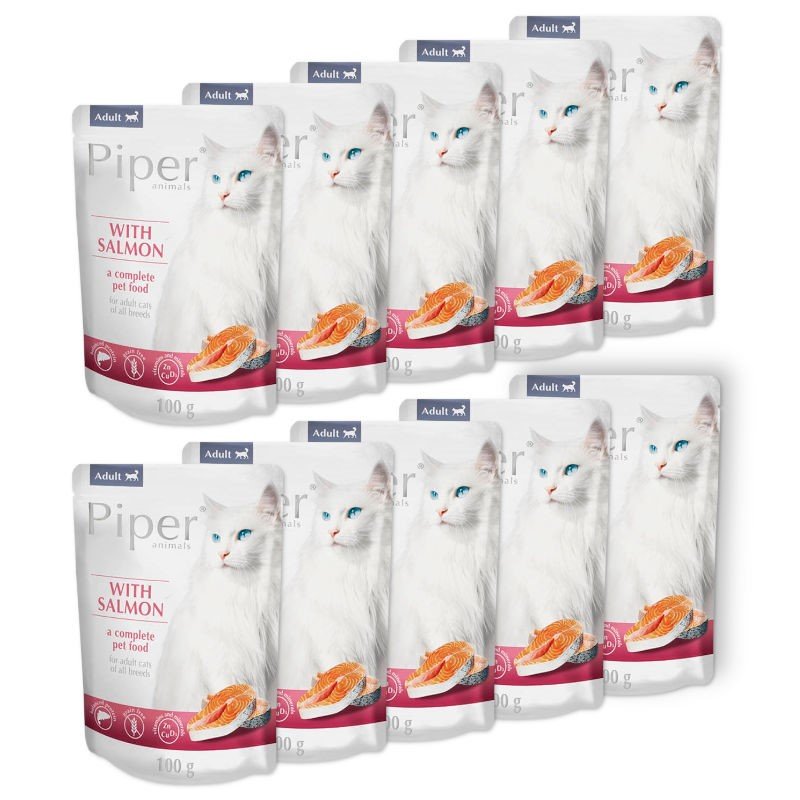 Dolina Noteci PIPER) PIPER CAT z Łososiem Zestaw Saszetki 10 x 100g ZEST-PIP-100-10-LOS