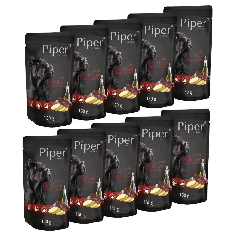Dolina Noteci Piper Animals mokra karma dla psa z wątrobą wołową i ziemniakami saszetka waga 10x150 g