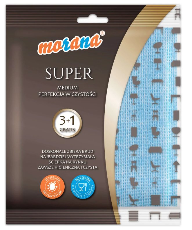 Morana Ścierka antybakteryjna SUPER MEDIUM różowa 4szt. /M-006G/