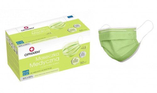 Opharm - Maska medyczna limonkowa, 50 szt.