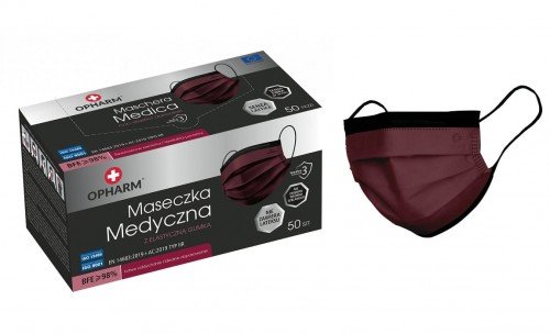 Opharm - Maska medyczna bordowa, 50 szt.
