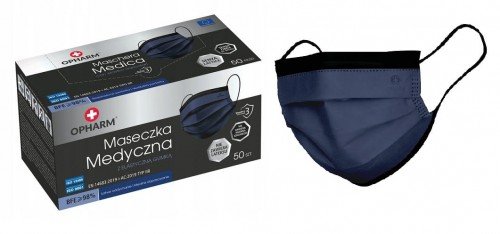 Opharm - Maska medyczna granatowa, 50szt.