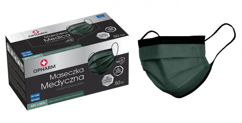 Opharm - Maska medyczna zielona, 50szt.