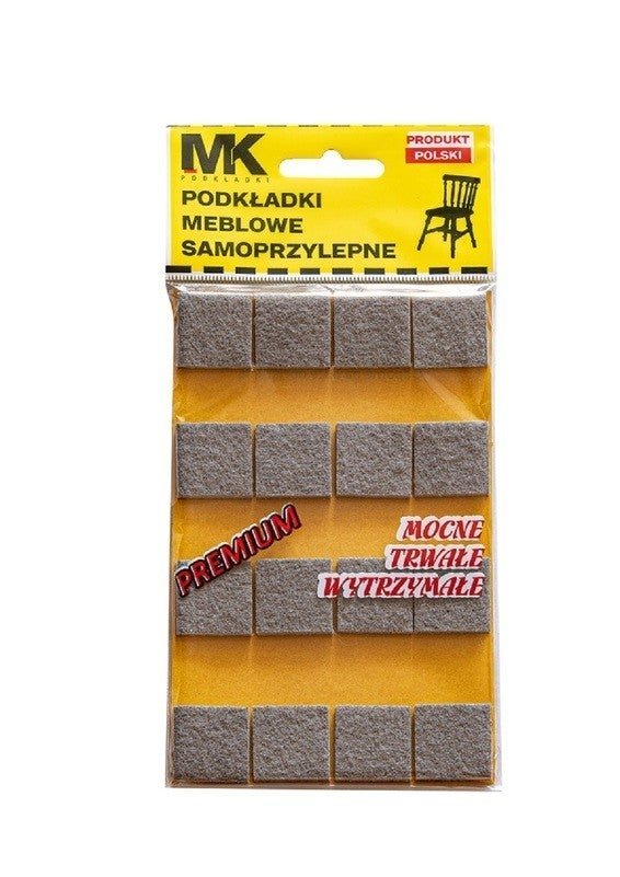 MK Podkładki Filcowe Samoprzylepne 16szt. 22x22mm (Kwadrat)