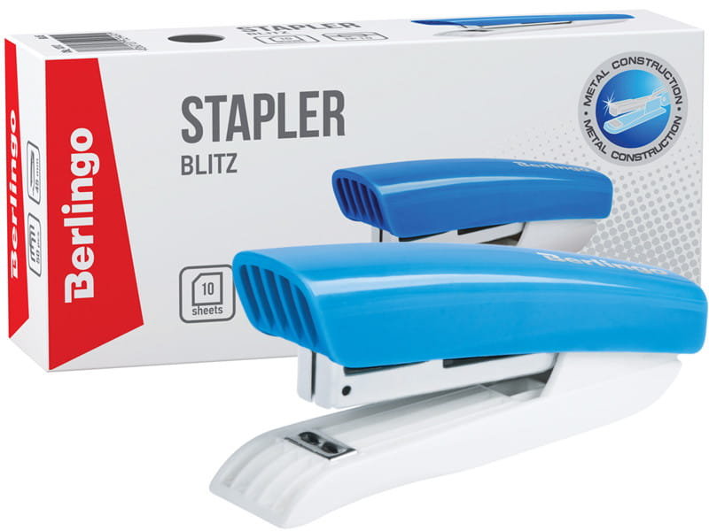 Zszywacz No10 Blitz 10 kartek niebieski - Berlingo