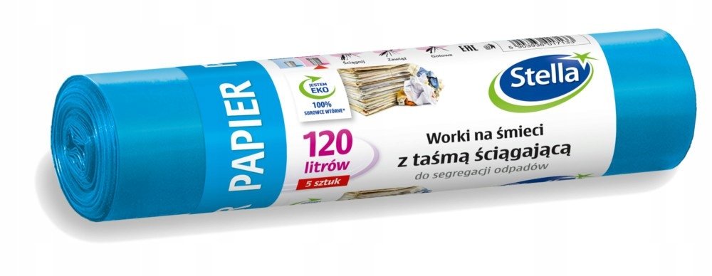 Stella Worki z taśmą do segregacji nieb. Papier 120L a5