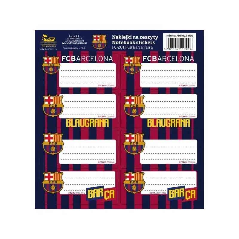 ASTRA Naklejki na zeszyty FC-201 FC Barca Fan 6