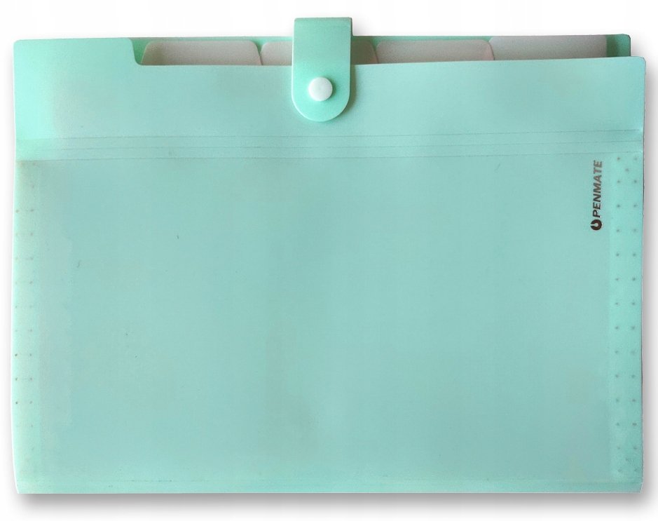 Penmate Teczka z 5-ma przegródkami A4 PP-105 pastelowa zielona