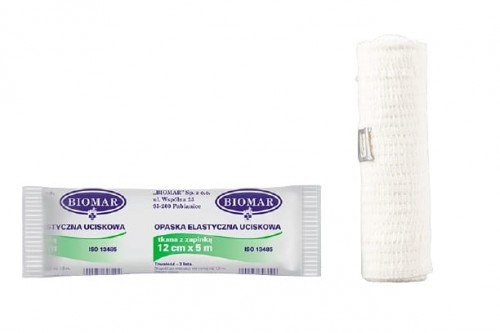 BIOMAR BIOMAR Opaska elastyczna uciskowa z zapinką -12cm x 5m Opaska elastyczna uciskowa z zapinką BIOM-OPASELZ5X12