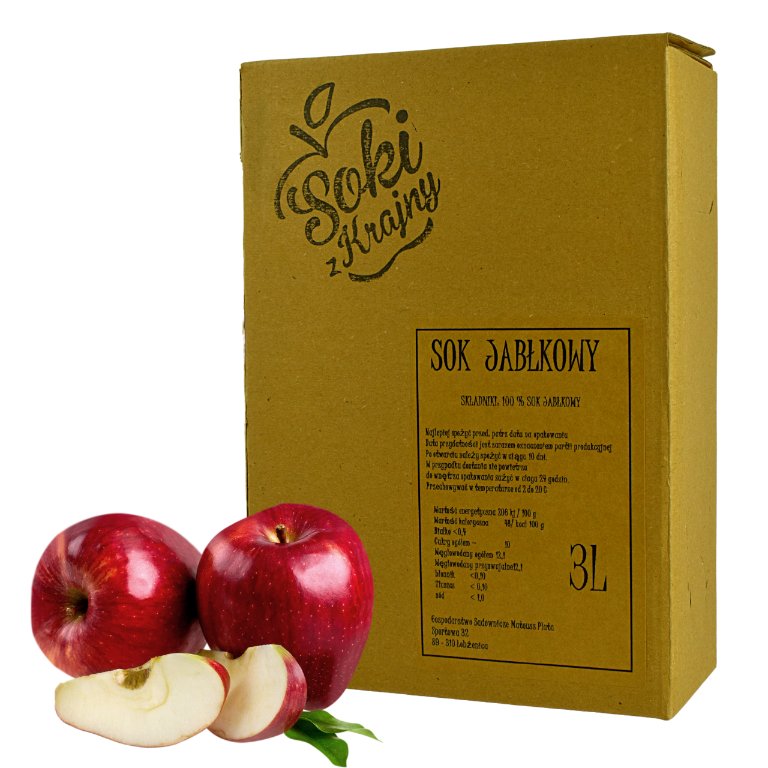 SOKI Z KRAJNY SOK JABŁKOWY 100% 3L  NFC Z JABŁEK POLSKIE JABŁKA SŁODKI TŁOCZONY NATURALNY