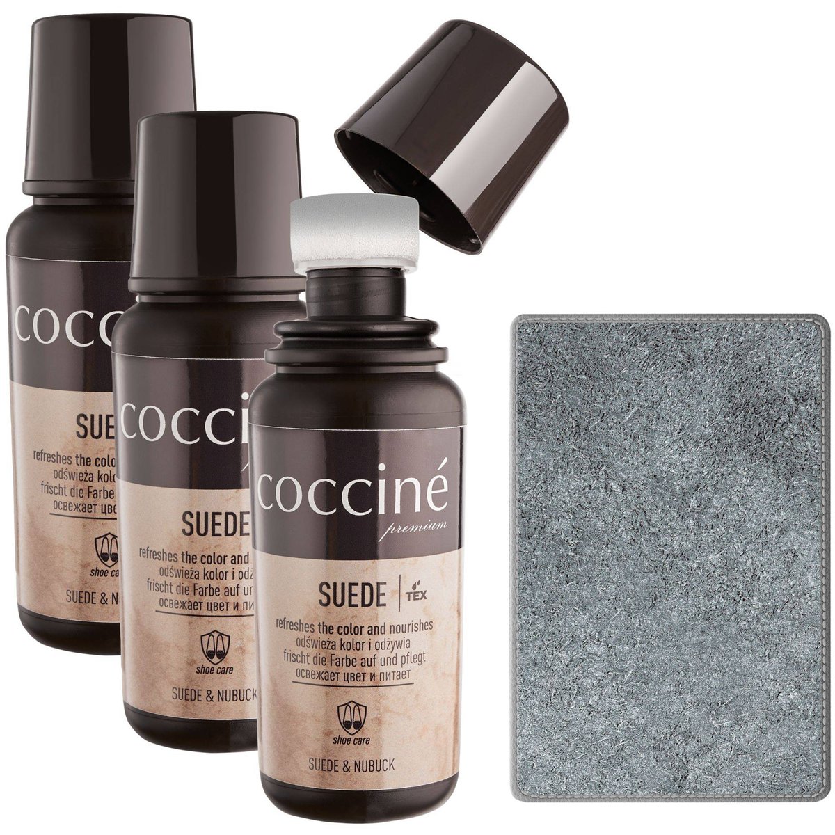 3x Pasta w płynie do zamszu i nubuku coccine jasny szary 75 ml