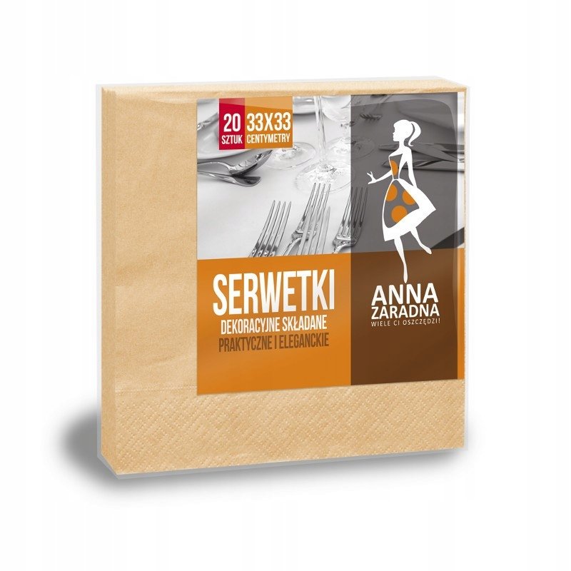 Anna Zaradna Serwetki trójwarstwowe składane 33x33cm 20 szt. łososiowe pastelowe łososiowy ST-AZ-005055