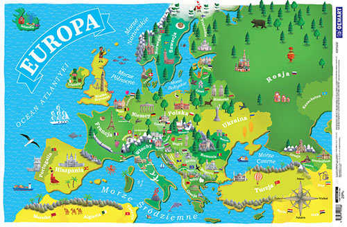 Podkładka. Mapa Europy dla dzieci