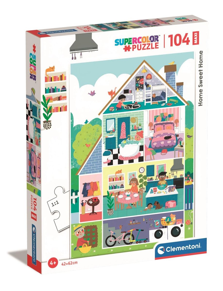 Puzzle 104 Maxi Super Kolor Home sweet home Clementoni