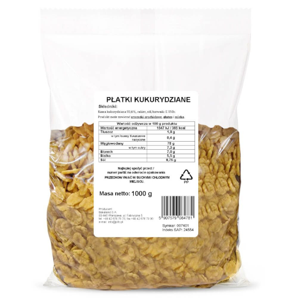 Płatki kukurydziane BAKALLAND śniadaniowe 1 kg