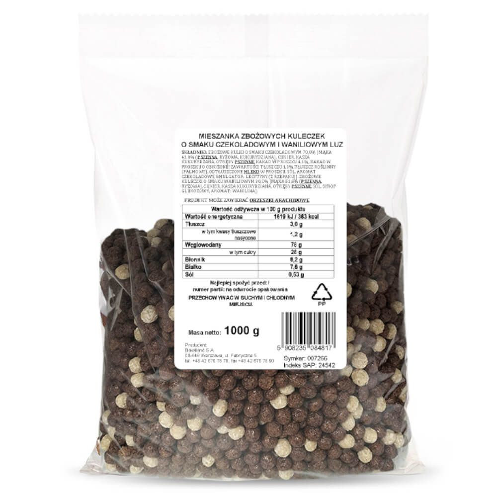 Bakalland Kulki zbożowe duo czekoladowe i waniliowe 1 kg