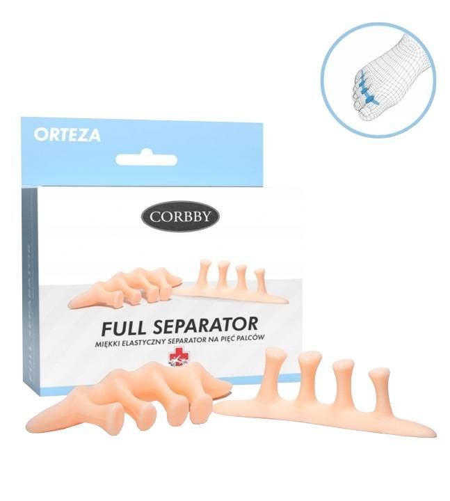 Miękki elastyczny separator na pięć palców corbby