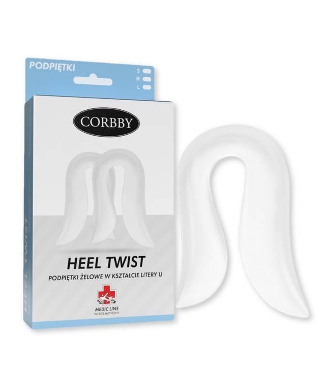 Podpiętki żelowe na ból pięt litera u heel twist corbby L