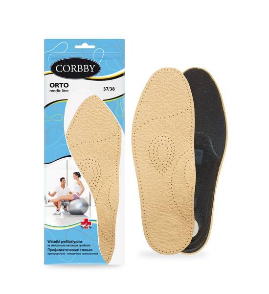 Corbby wkładki orto skórzane na płaskostopie r. 37