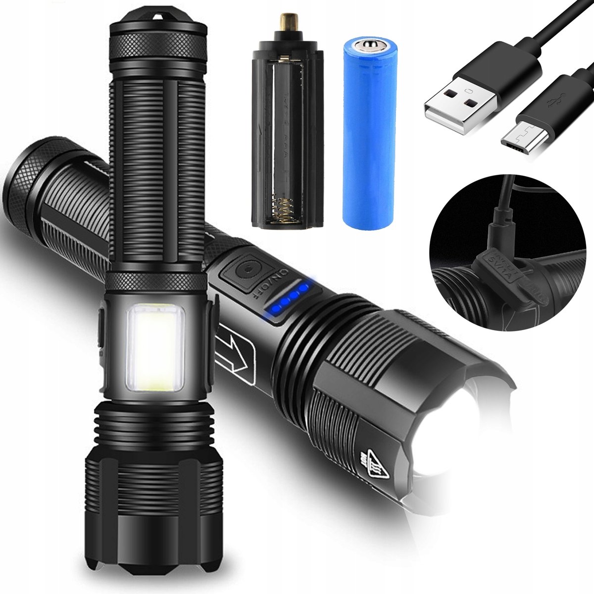 Latarka Led Taktyczna Mocna Na Akumulator XXL