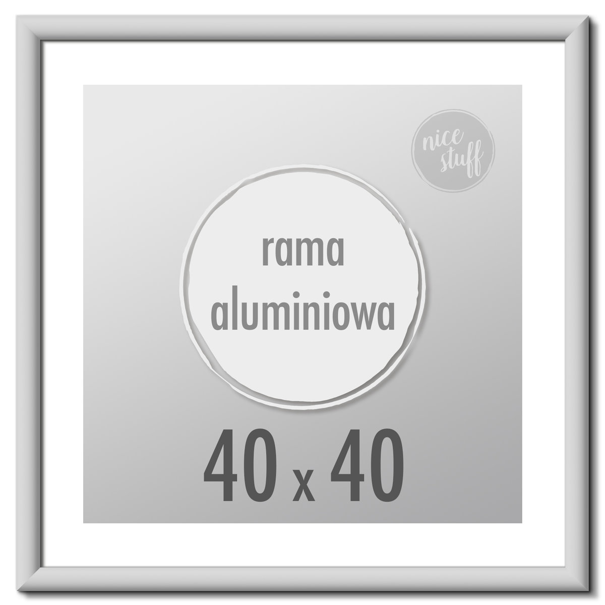 Ramka Na Zdjęcia 40X40 cm Ramki Aluminiowe Kwadratowa Srebrna