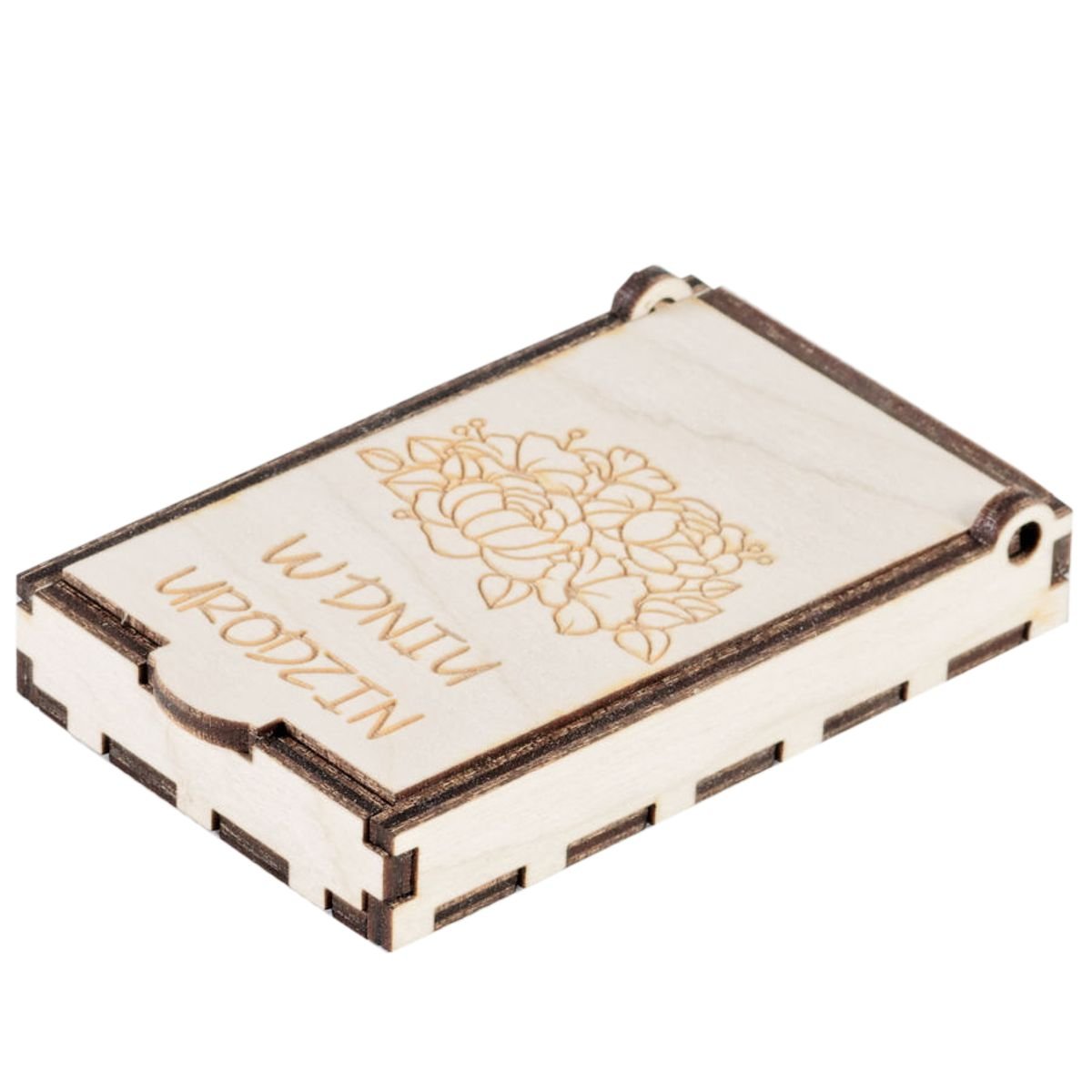 Drewniane pudełko na drobny prezent