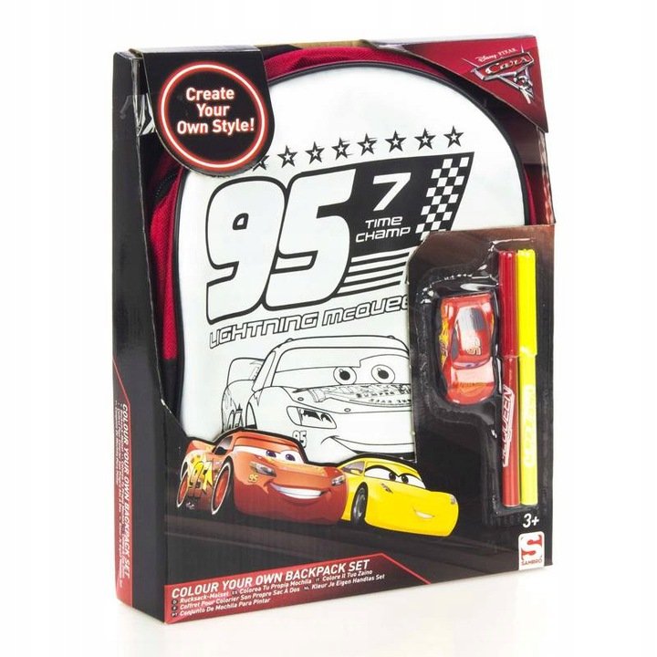 PLECAK do MALOWANIA kolorowania CARS 3 + SAMOCHÓD