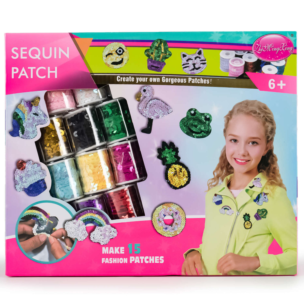 Zestaw Kreatywny Diy Cekiny 10 Kolorów, 15 Przylepek