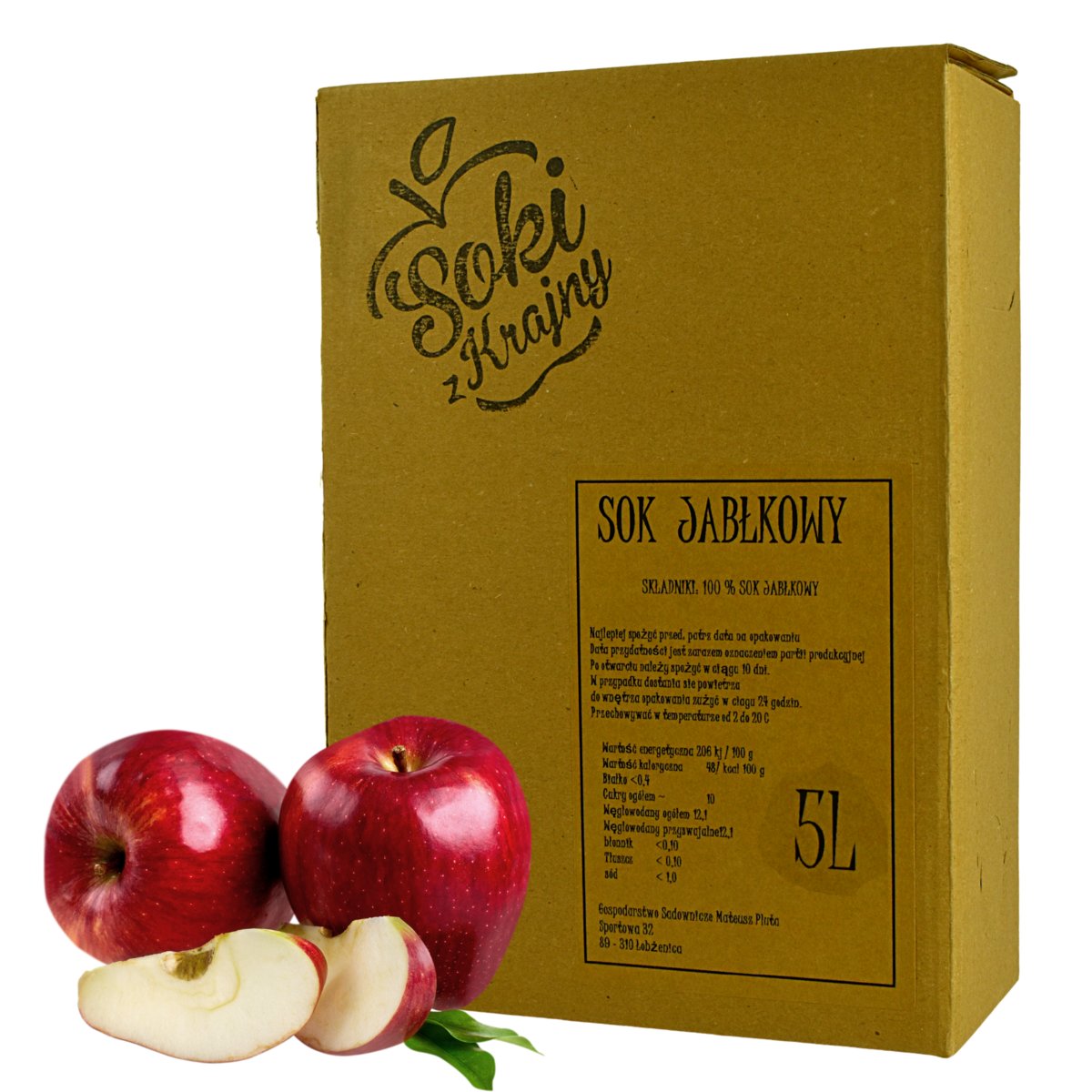 Sok jabłkowy 100% 5L NFC tłoczony naturalny słodki bez dodatku cukru, bez substancji słodzących, bez konserwantów