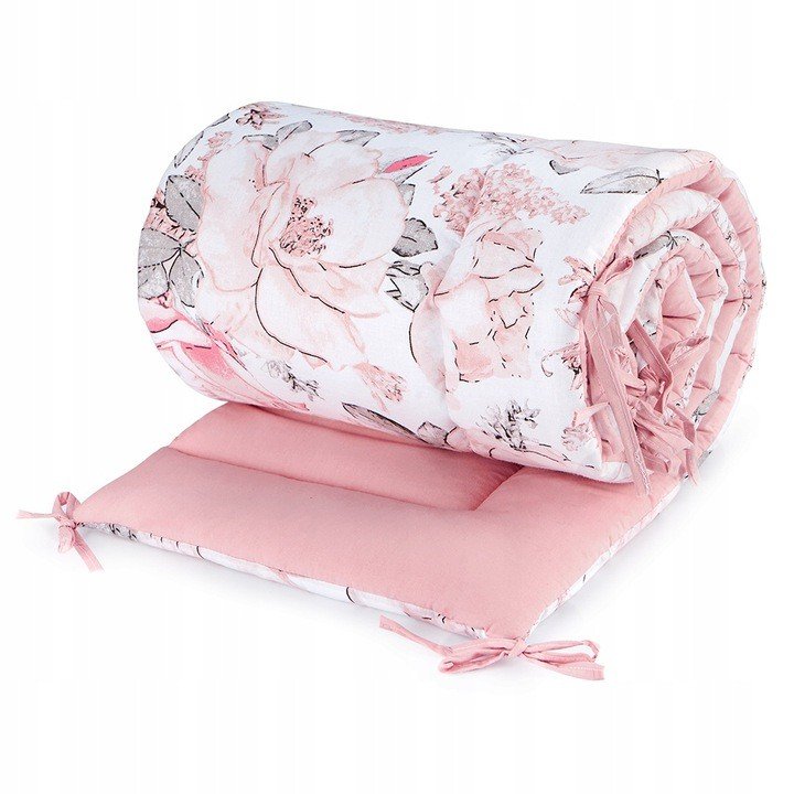 Babyboom dwustronny ochraniacz do łóżeczka dziecięcego Premium 180x30 cm Dzika róża/brudny róż