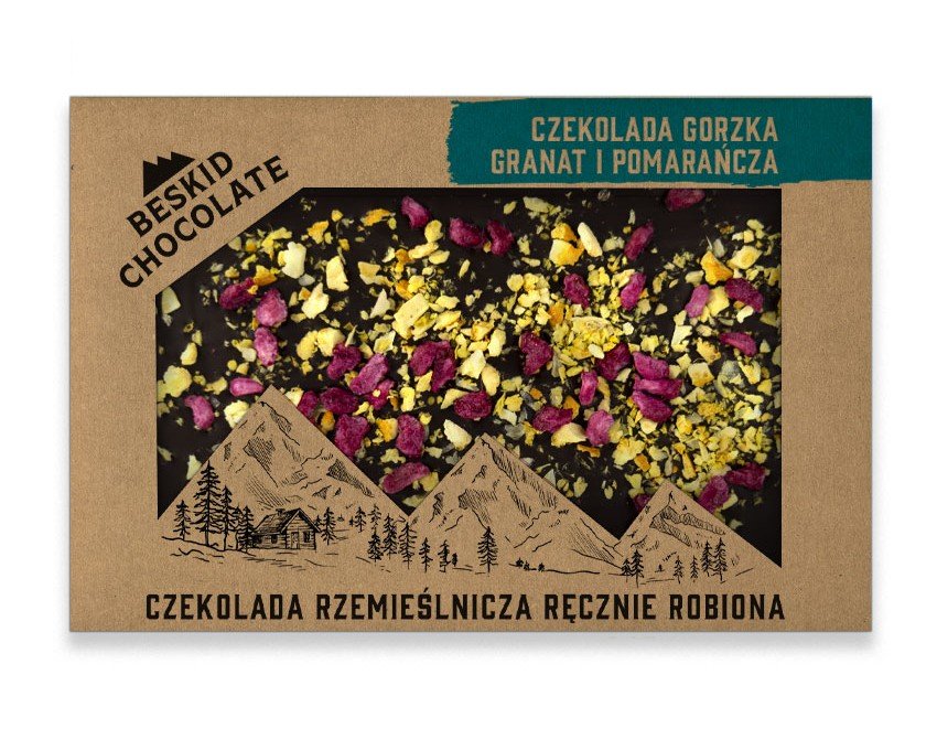 Beskid Chocolate | CIEMNA Z POMARAŃCZĄ I GRANATEM 70g