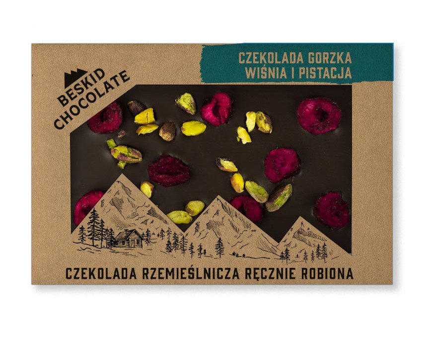 Beskid Chocolate | CIEMNA Z WIŚNIAMI I PISTACJĄ 75g