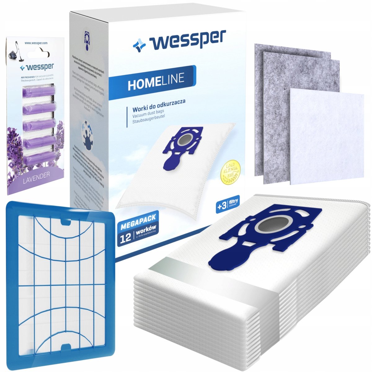 Worki Wessper Homeline Safbag Do Zelmer 12Szt + 3Xfiltr + Filtr Hepa + Zapach Lawenda