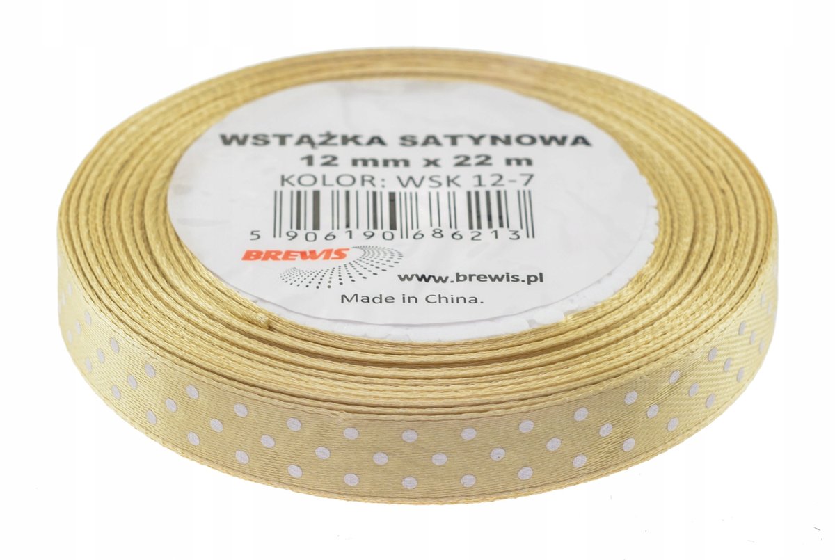 Brewis Wstążka dekoracyjna kropki 12mmx22m beżowa