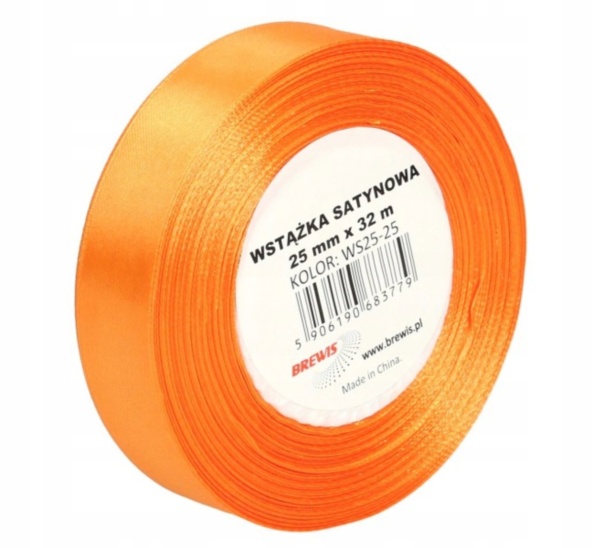 Brewis Wstążka dekoracyjna satynowa 25mm/32m pomarańczowa 25