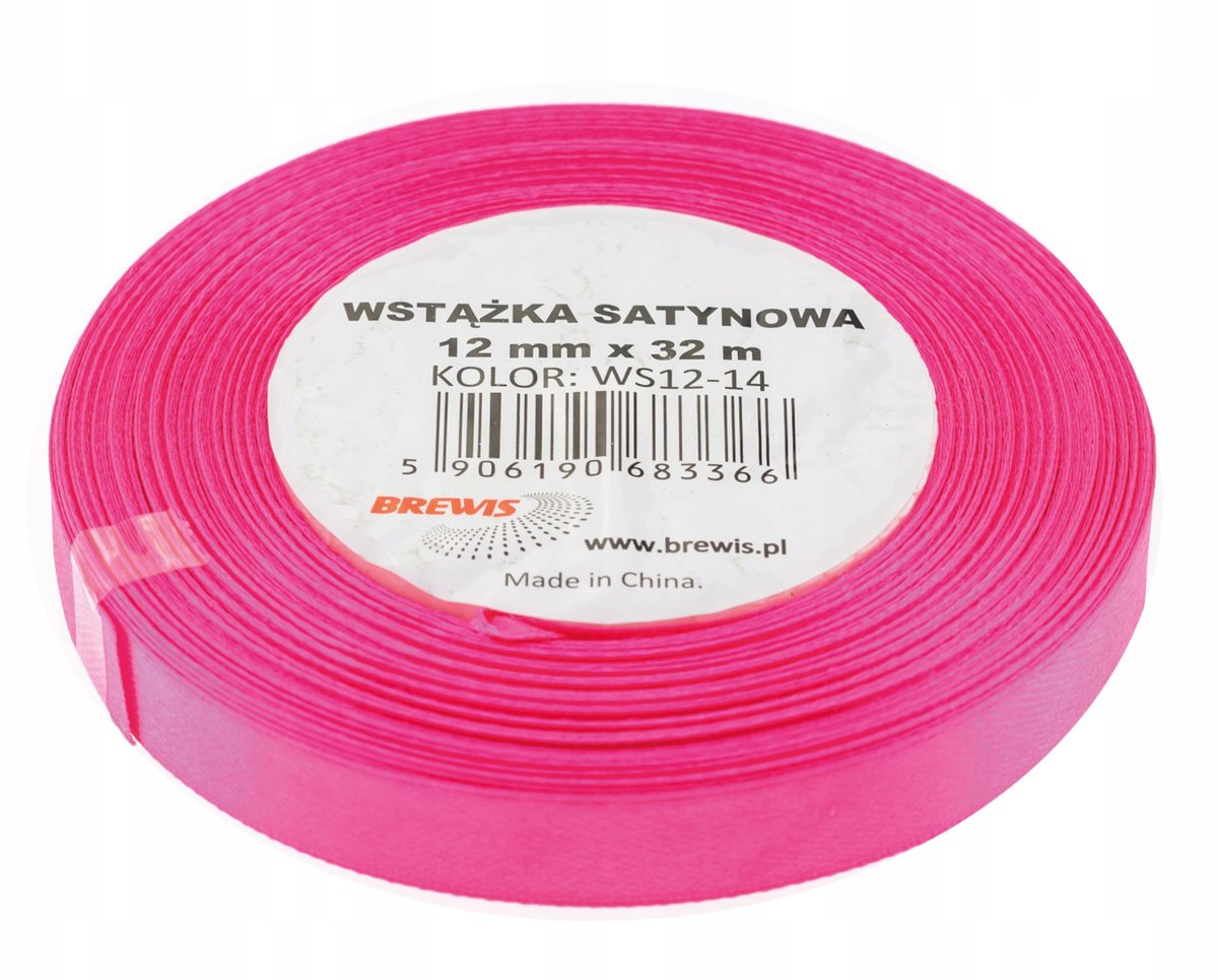Brewis Wstążka dekoracyjna satynowa 12mm/32m jasnoróżowa